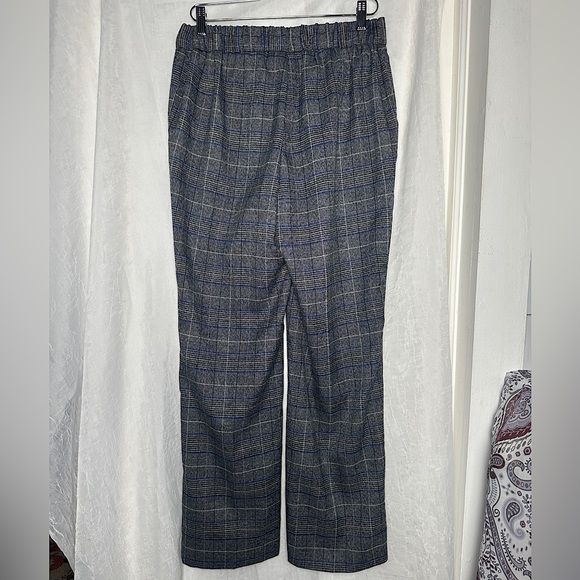 Kasper Relaxed Fit Tailored Pants Small Blue & Gray Plaid Pull On Elastic Waist - Picture 3 of 17